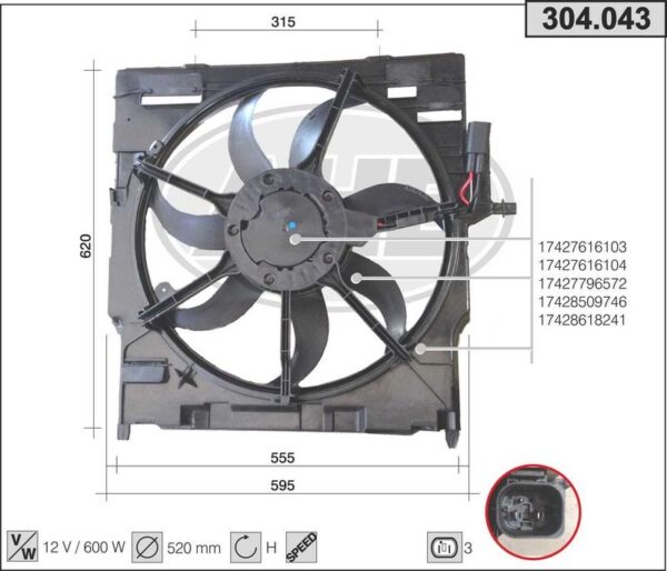 AHE 304.043 – Fan, engine cooling