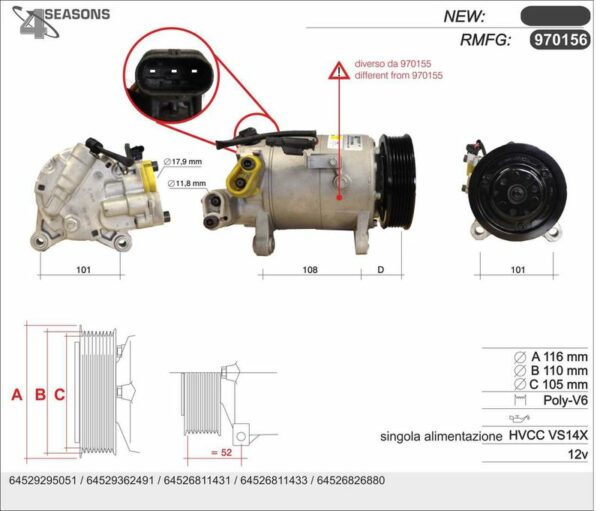 AHE 970156 – Compressor, Air Conditioning