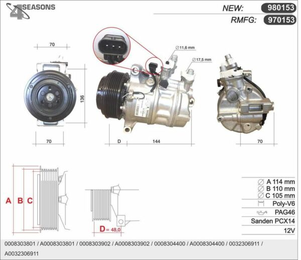 AHE 980153 – Compressor, Air Conditioning